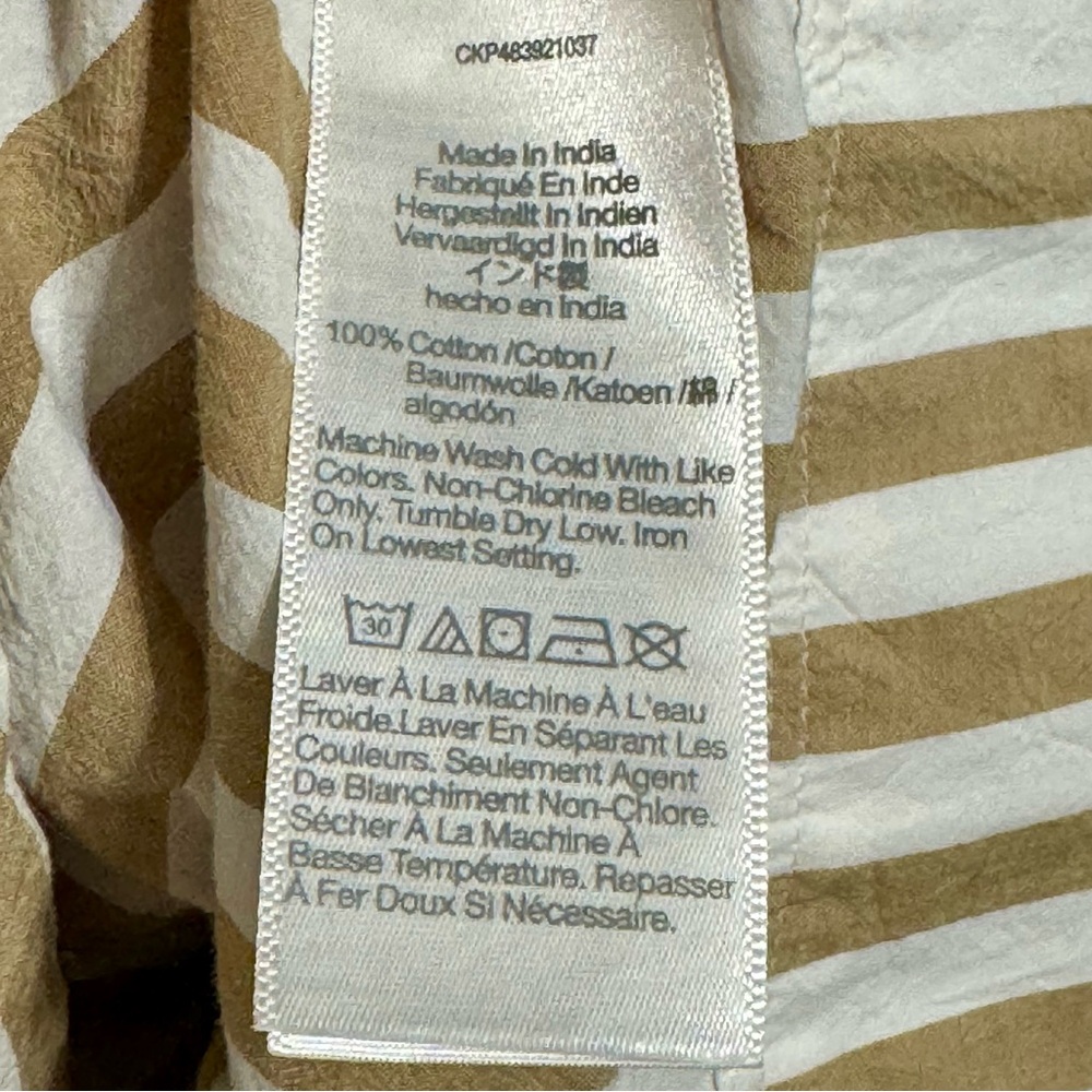 Madewell Collared Button Front Mini Tan Striped Cotton Poplin Shirt Dress XS - Picture 15 of 15